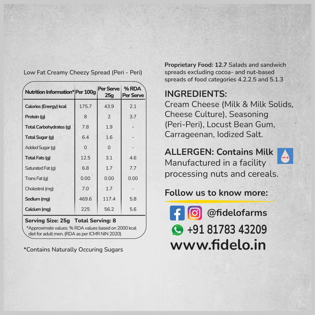 Fidelo Low Fat Cheezy Spread (Peri Peri)