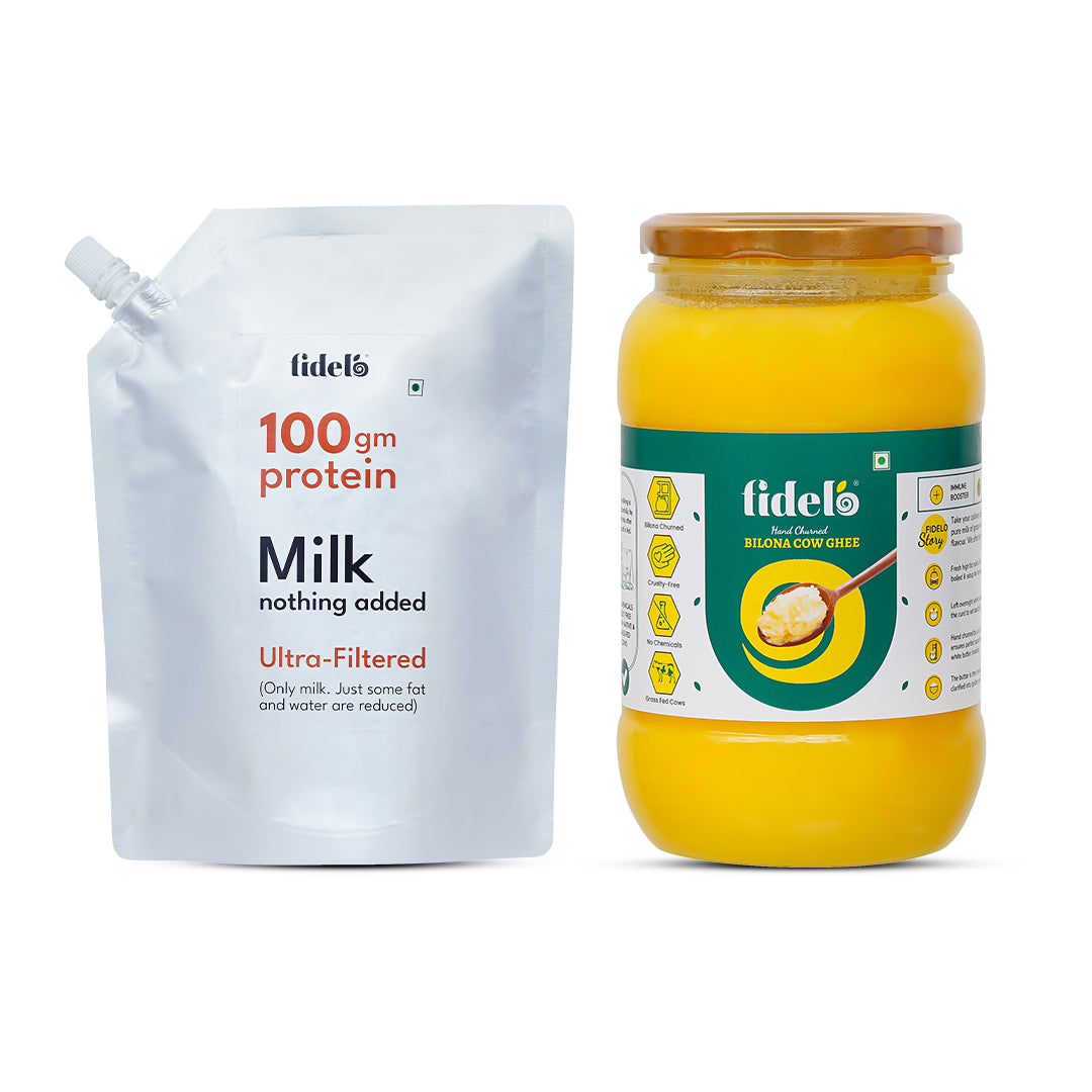 Fidelo Bilona Cow Ghee + 100 g Protein Milk - Value Pack